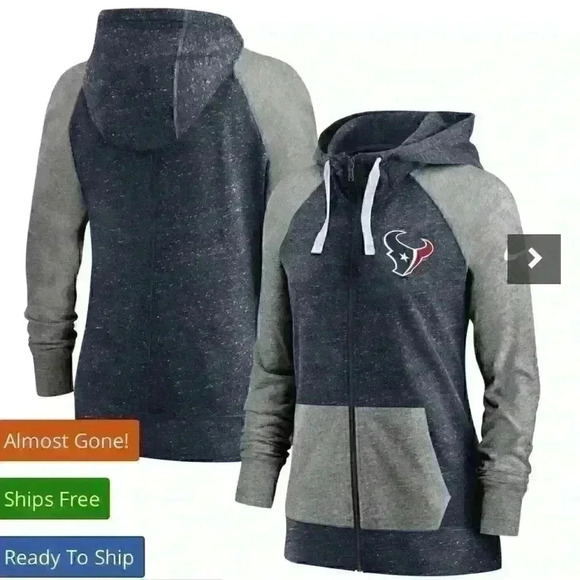 NWT Nike | Houston Texans Marled Gray and Blue Full Zip Jacket | Sz M - Picture 1 of 5